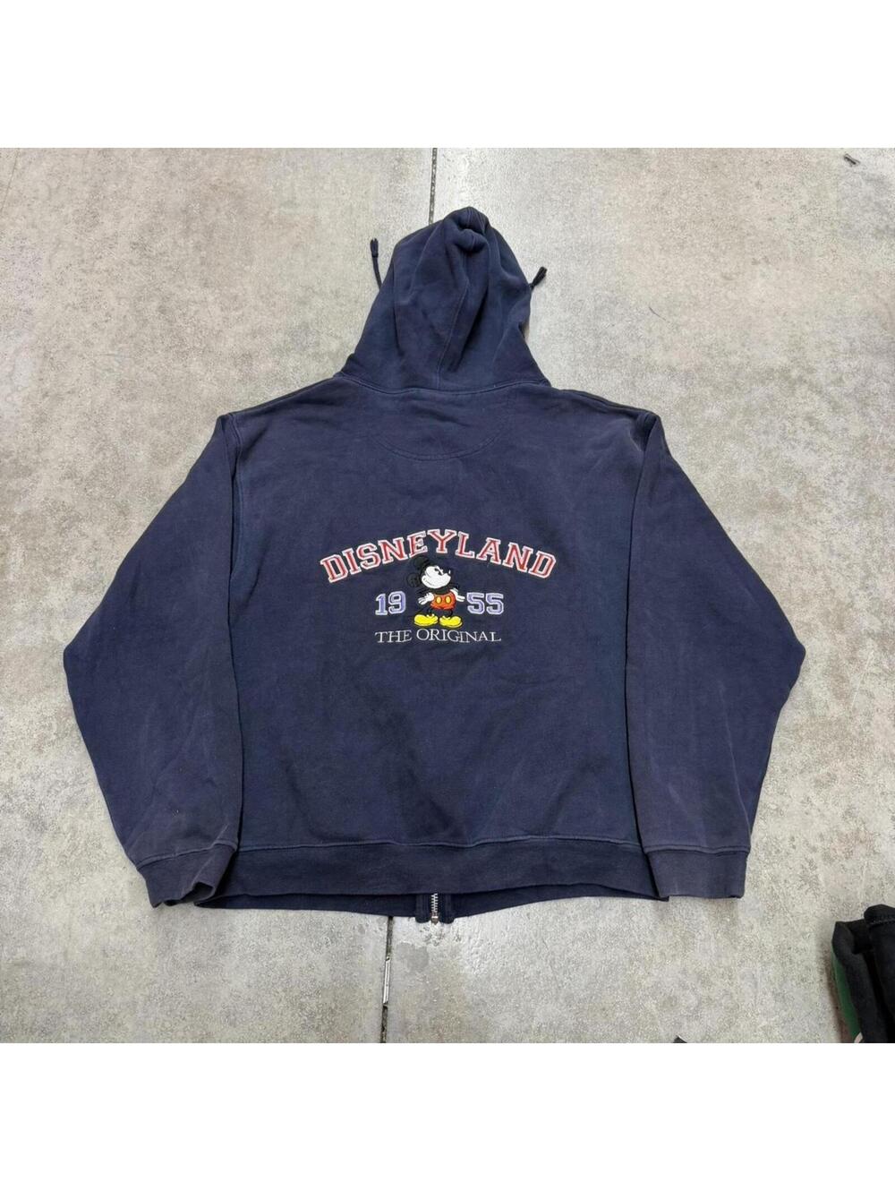 vintage disneyland navy blue zip up mickey mouse hoodie size small